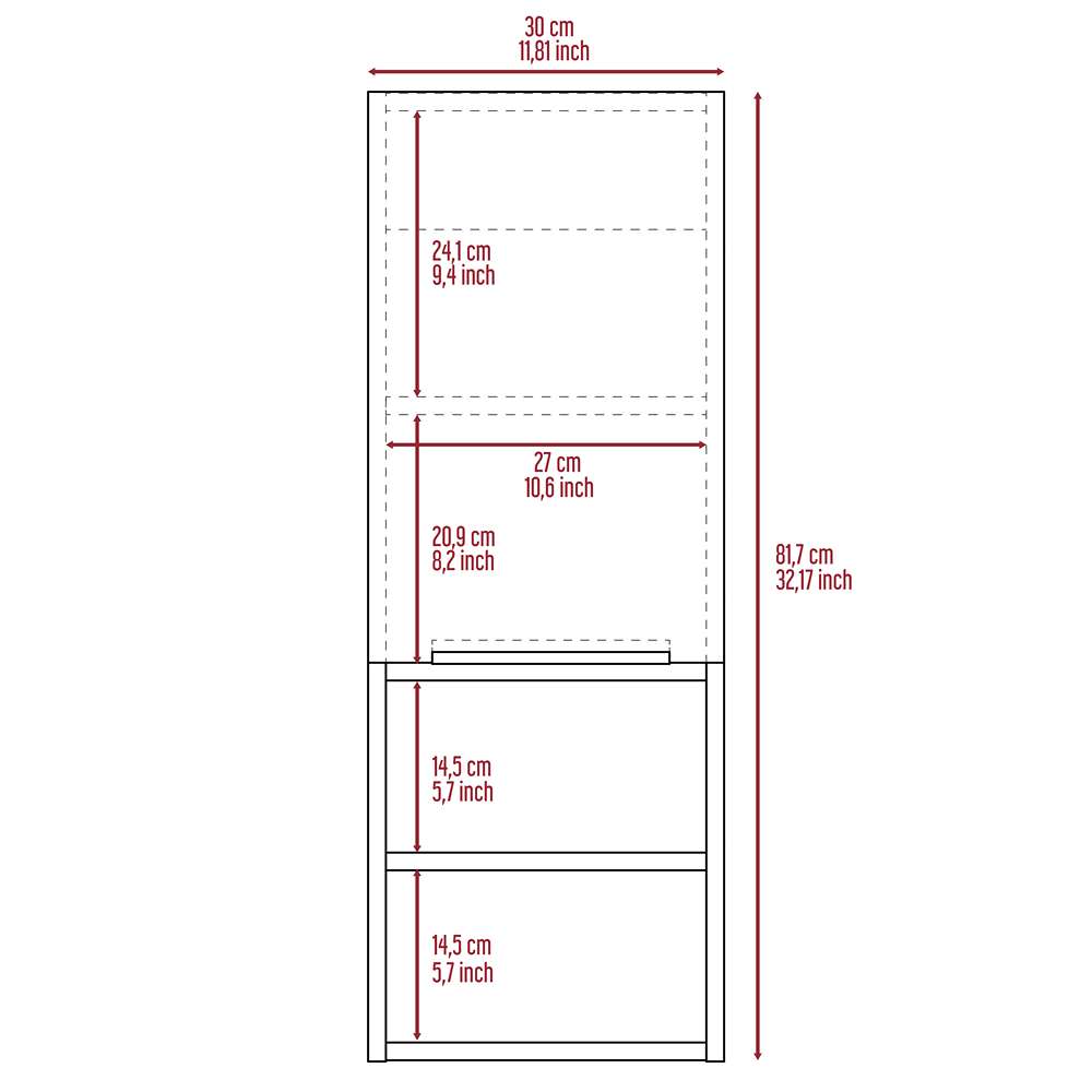 Gabinete de Baño Rectangular Mila Roble Gris 30x30cm sin Espejo y con Una Puerta - Muebles para Baño | Bylmo