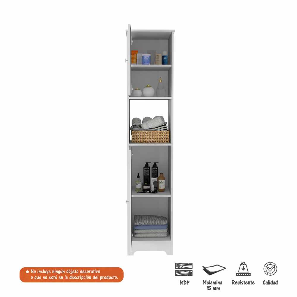 Mueble Auxiliar para Baño Myth Blanco 37x173cm sin Cajones y con Tres Entrepaños - Muebles para Baño | Bylmo