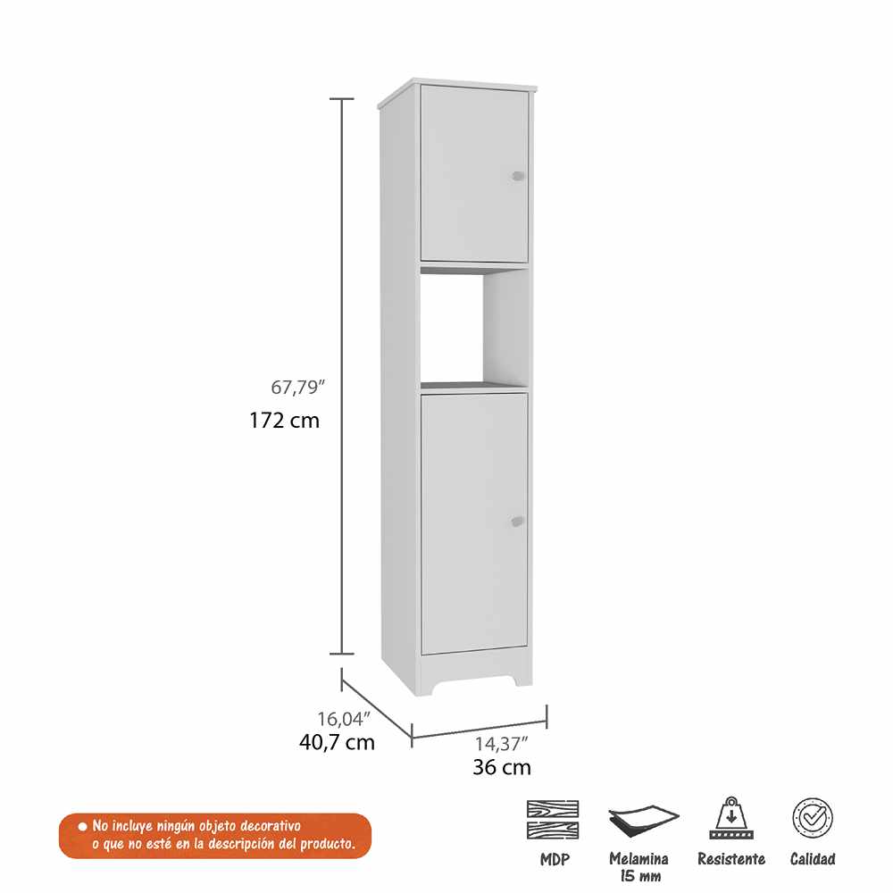 Mueble Auxiliar para Baño Myth Blanco 37x173cm sin Cajones y con Tres Entrepaños - Muebles para Baño | Bylmo