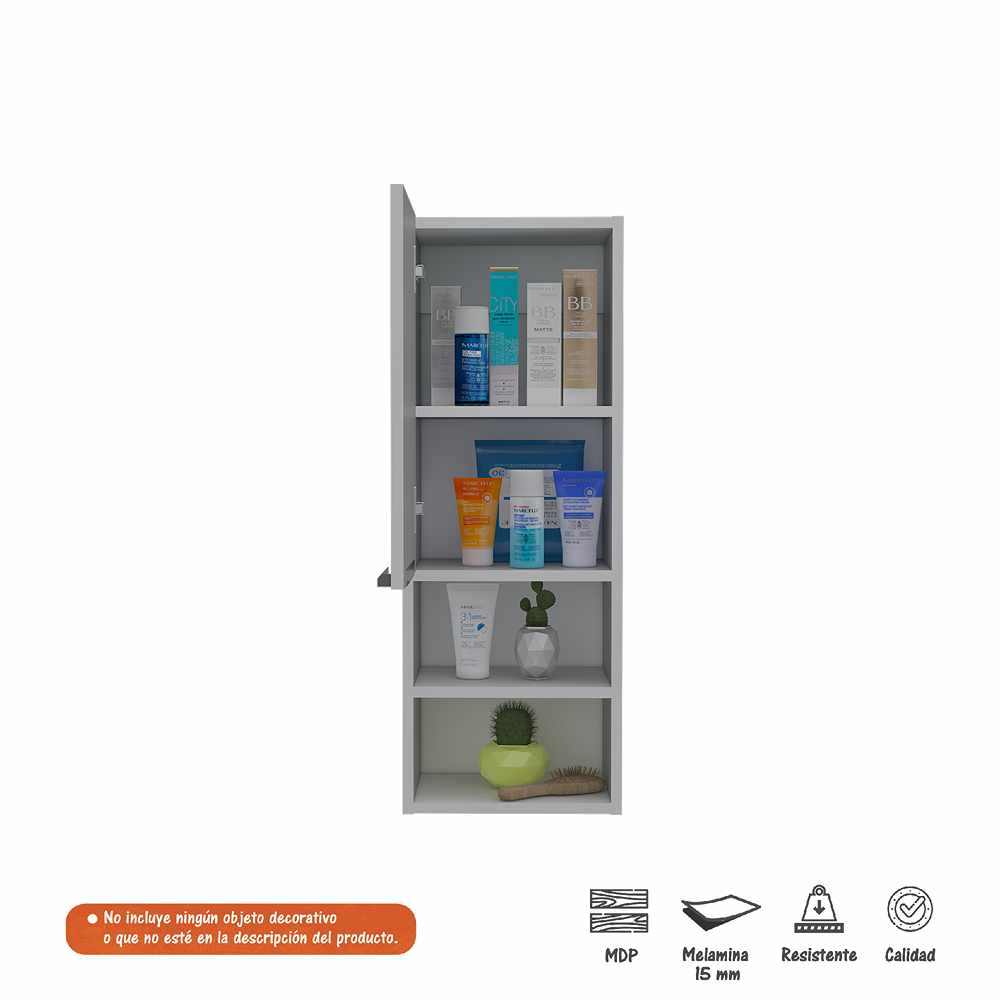 Gabinete de Baño Rectangular Operative Blanco 30x82cm sin Espejo y con Una Puerta - Muebles para Baño | Bylmo
