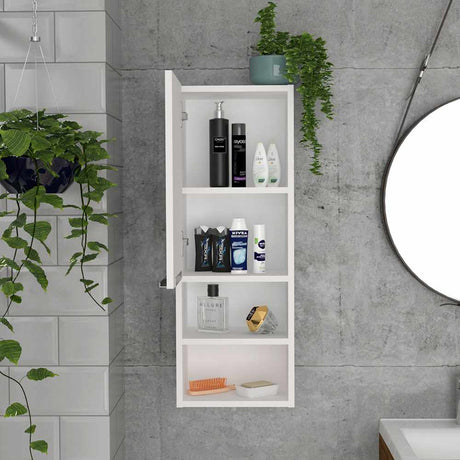 Gabinete de Baño Rectangular Operative Blanco 30x82cm sin Espejo y con Una Puerta - Muebles para Baño | Bylmo
