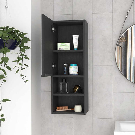 Gabinete de Baño Rectangular Operative Wengue 30x82cm sin Espejo y con Una Puerta - Muebles para Baño | Bylmo