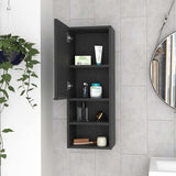 Gabinete de Baño Rectangular Operative Wengue 30x82cm sin Espejo y con Una Puerta - Muebles para Baño | Bylmo
