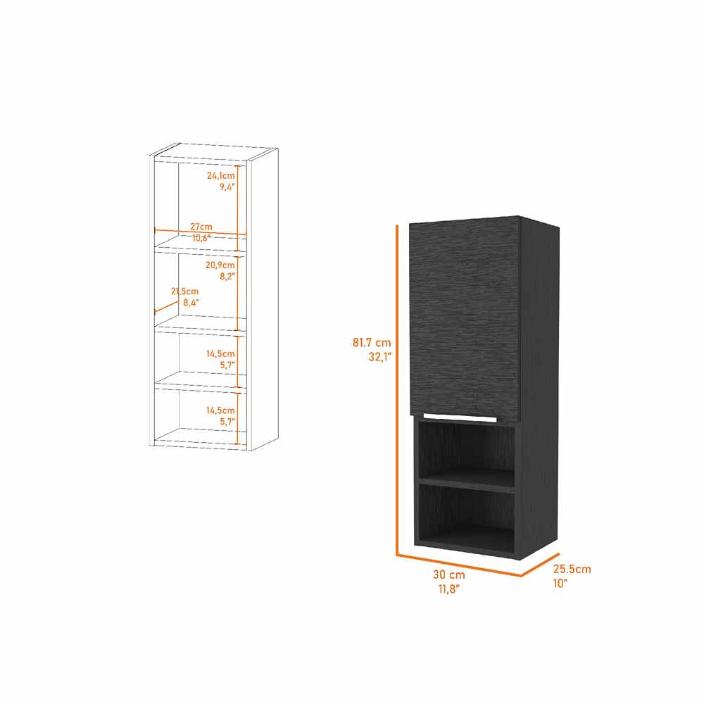 Gabinete de Baño Rectangular Operative Wengue 30x82cm sin Espejo y con Una Puerta - Muebles para Baño | Bylmo