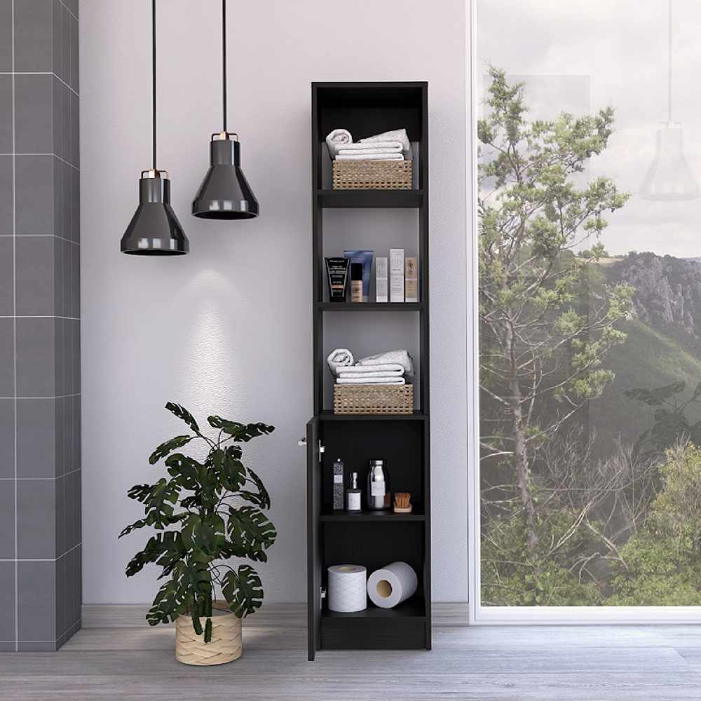 Mueble Auxiliar Practice Wengue 33x162cm sin Cajones y con Dos Entrepaños - Muebles para Baño | Bylmo