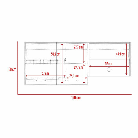 Mueble Superior de Cocina Lares Blanco 60x150cm con Un Entrepaño y con Dos Puertas - Cocinas | Bylmo