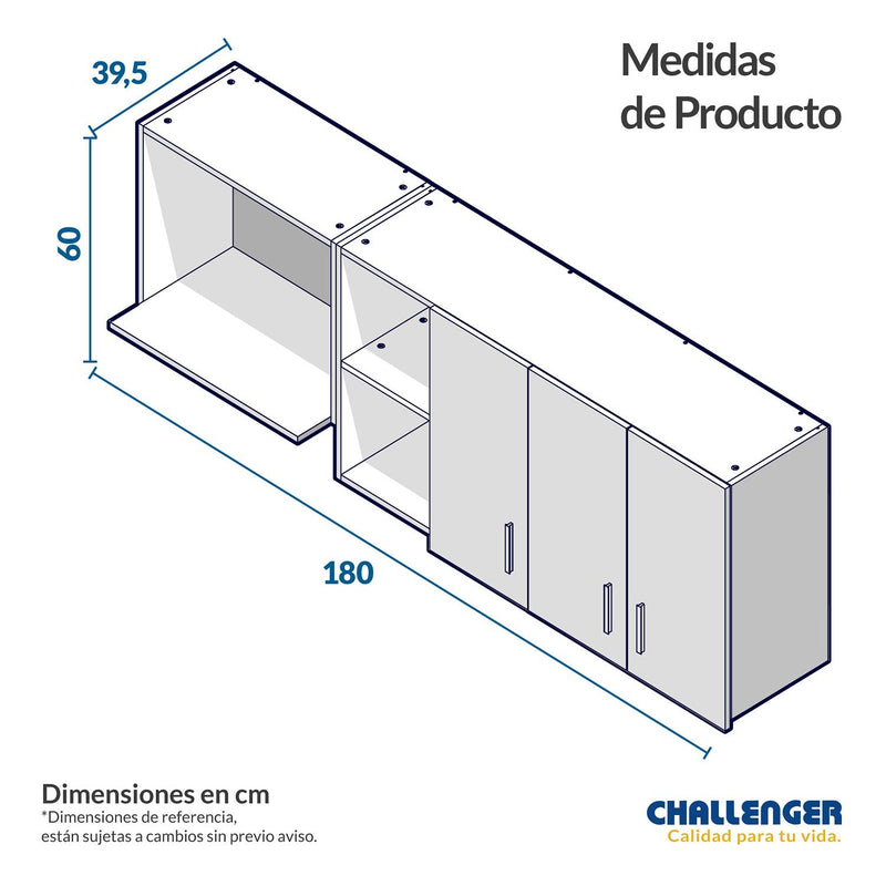 Mueble Superior con Tres Puertas Sable Amber 180 cm | Bylmo Colombia