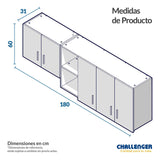 Mueble Superior con Cinco Puertas Snow Amber 180 cm - Cocinas | Bylmo