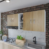 Mueble Superior de Cocina Andina Rovere 150x60cm con Tres Entrepaños y con Cuatro Puertas - | Bylmo