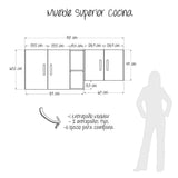 Mueble Superior de Cocina Andina Rovere 150x60cm con Tres Entrepaños y con Cuatro Puertas - | Bylmo