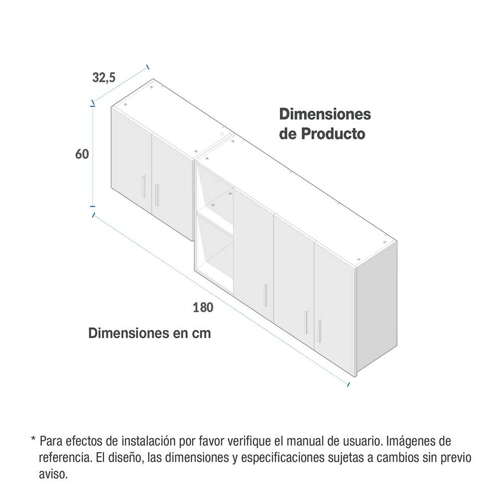 Mueble Superior con Cinco Puertas Egat Dark 180 cm - Muebles Superiores | Bylmo
