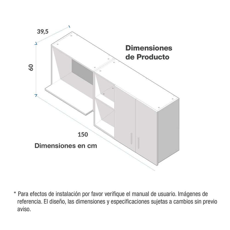 Mueble Superior con Dos Puertas Germ Dark 150 cm