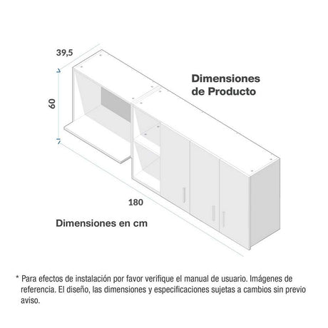 Mueble Superior con Tres Puertas Axat Dark 180 cm - Muebles Superiores | Bylmo
