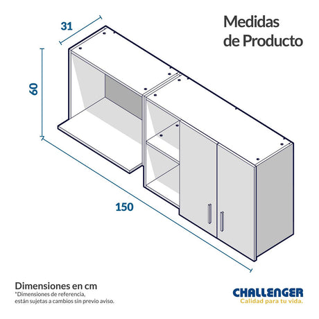 Mueble Superior con Dos Puertas Salt Amber 150 cm - Cocinas | Bylmo