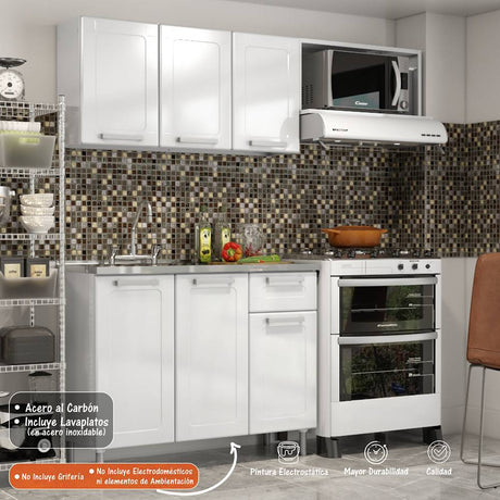 Cocina Integral Multipla Blanco y Negro 165 cm Izquierda con Mesón - Cocinas | Bylmo