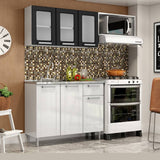 Cocina Integral Multipla Blanco y Negro 165 cm Izquierda con Mesón - Cocinas | Bylmo