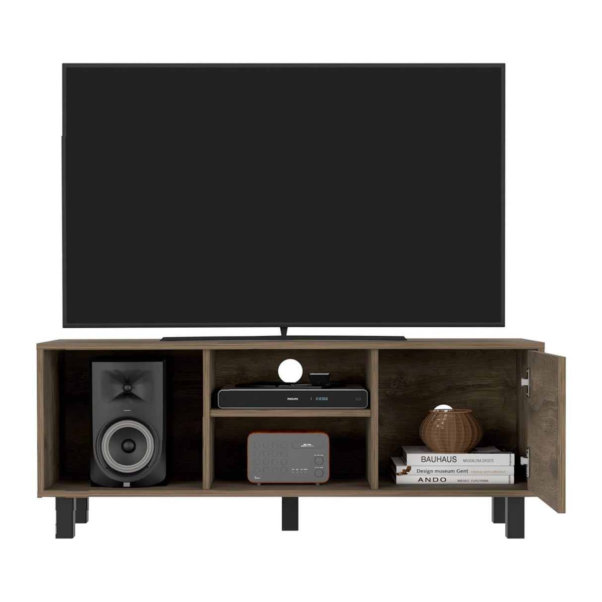 Rack de TV Soho Duna 115x45cm Para TV Hasta 45 Pulgadas con Un Cajón y con Ranuras para Cables y con Patas - Muebles de TV | Bylmo