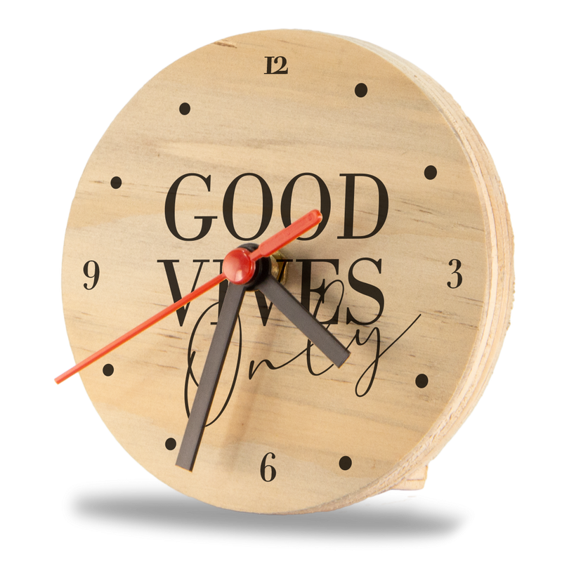 Reloj de Pared Good Vibes Only Marrón 12 x 12 cm