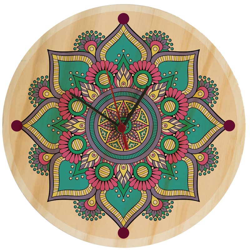 Reloj de Pared Mandala Floral Multicolor 29 x 29 cm