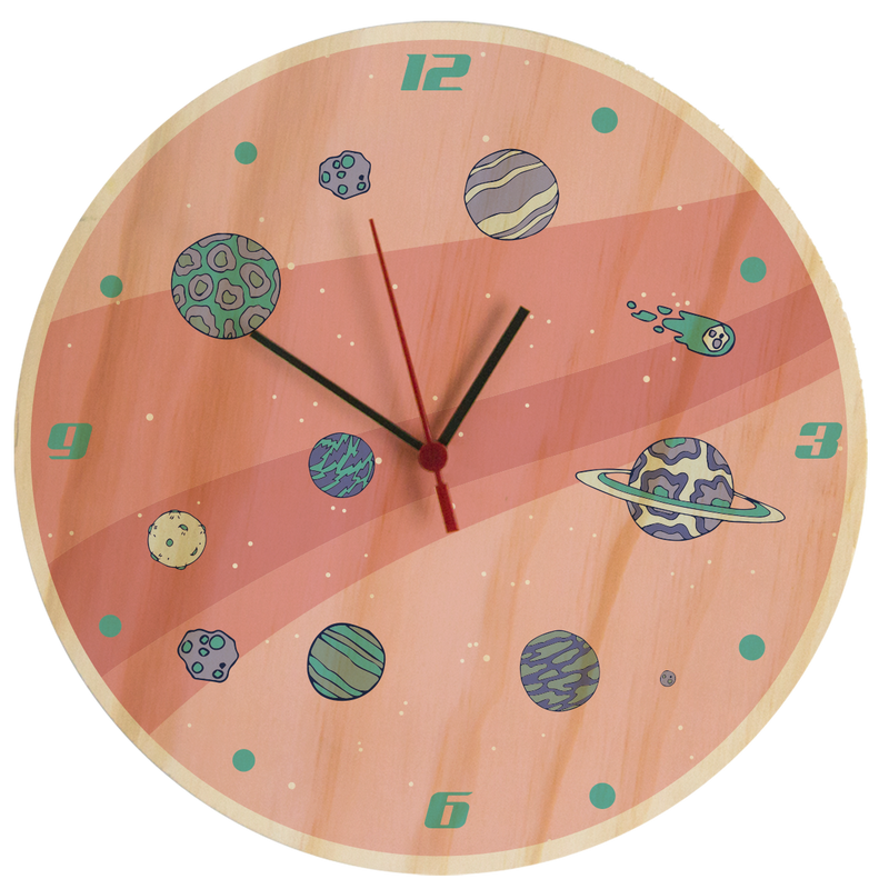Reloj de Pared Space Planetas Rosado 29 x 29 cm