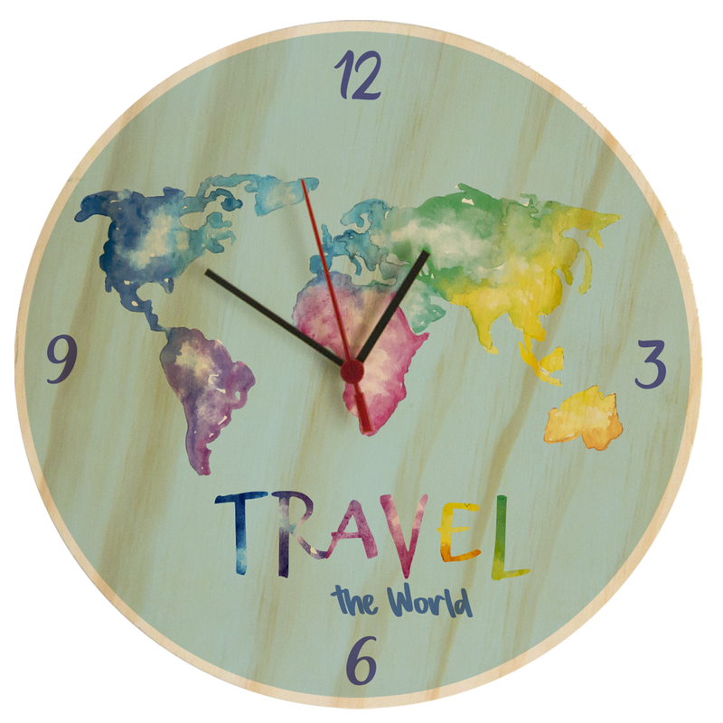 Reloj de Pared Travel Acuarela Multicolor 29 x 29 cm
