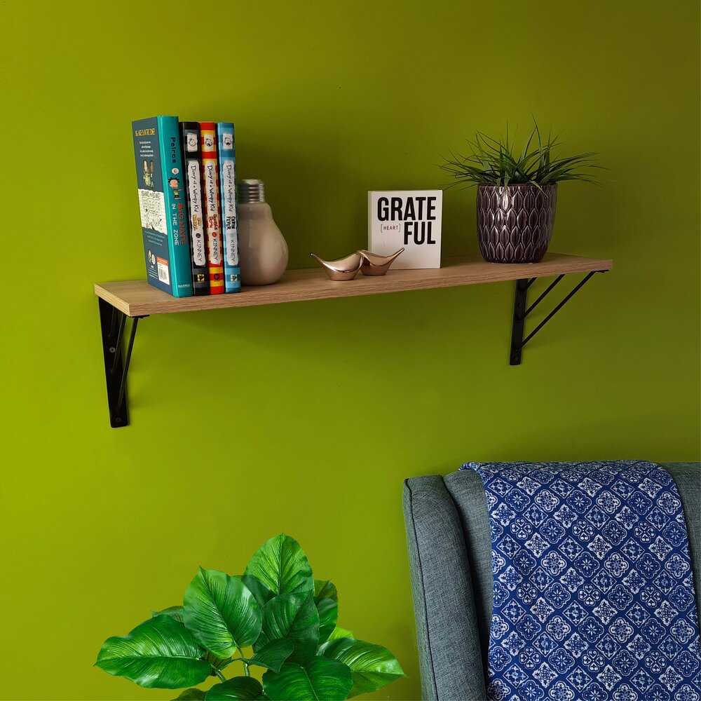 Repisa Beat Caramelo y Negro 80 cm x 20 cm Flotante - Repisas y Percheros | Bylmo