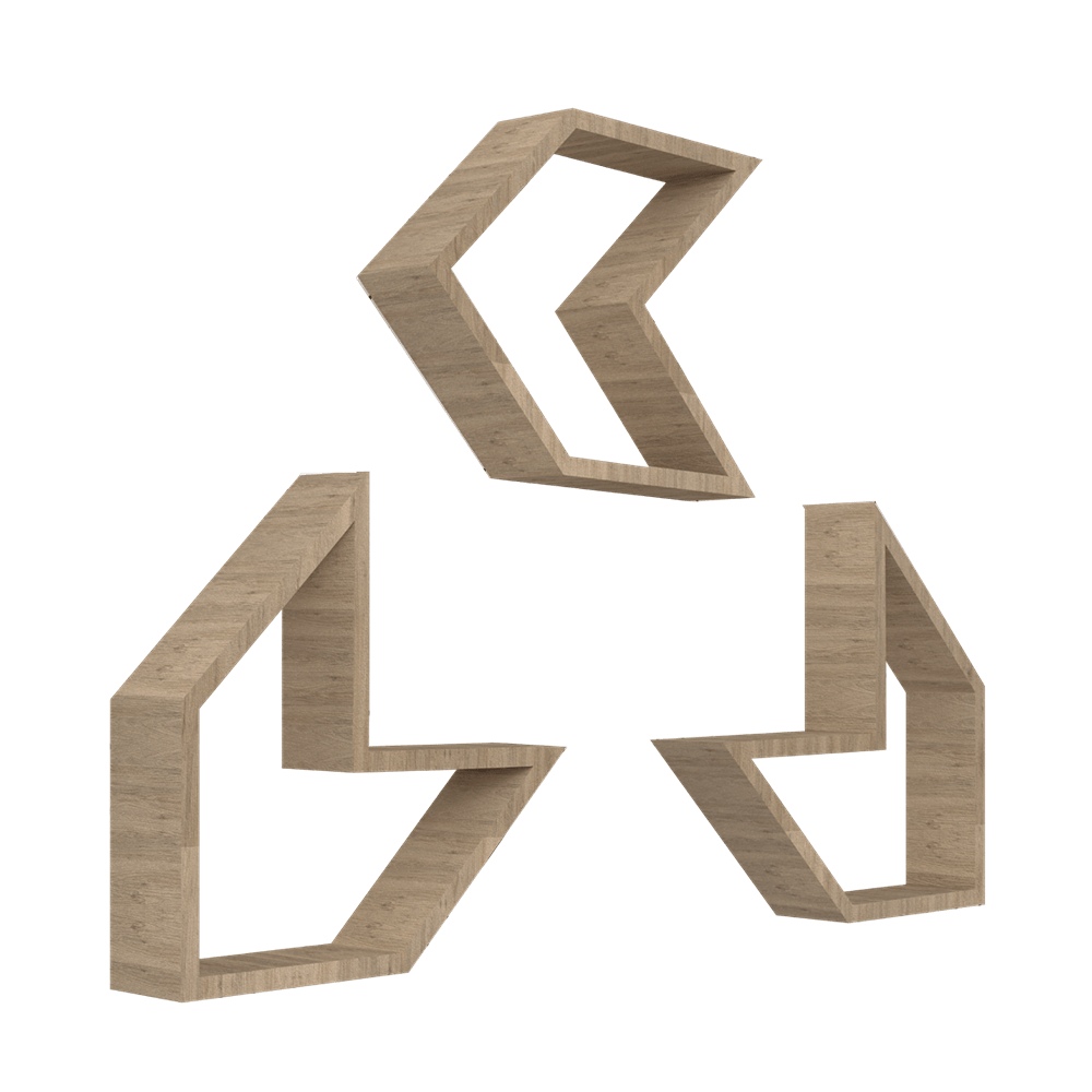 Set de 3 Repisas Saeta Rovere 37 cm - Repisas y Percheros | Bylmo