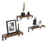 Set de 3 Repisas Cafe y Rustico 40x12cm Rectangular Flotante con Tres Entrepaños - Repisas y Percheros | Bylmo