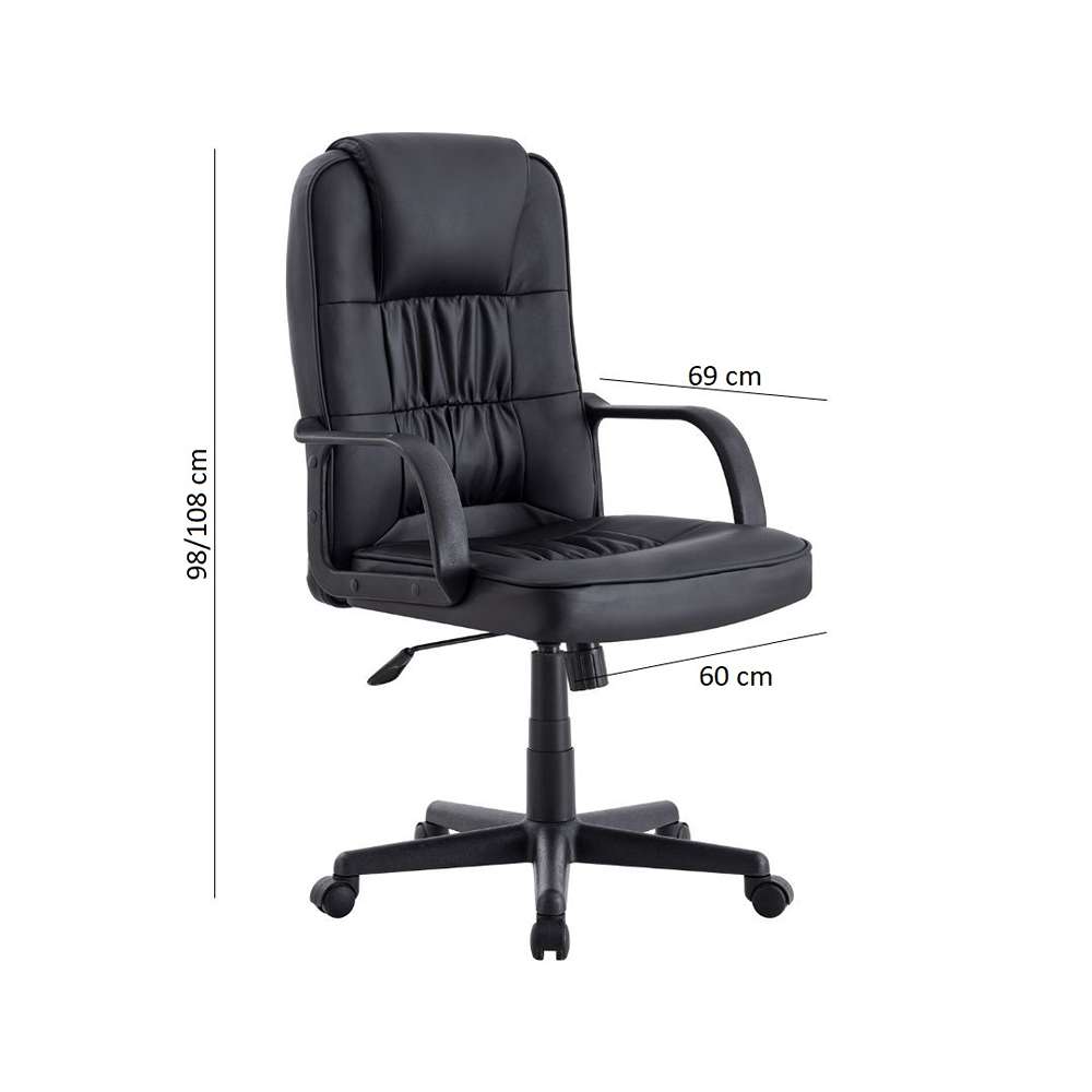 Silla Pc Negro 100 cm x 60 cm Ajustable - Sillas de Oficina | Bylmo