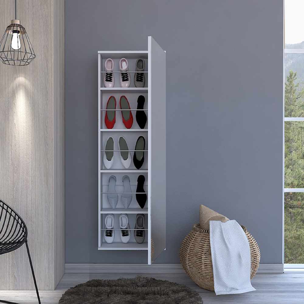 Zapatero Muvi Blanco 47x138cm Vertical de Cinco Niveles para Diez pares de Zapatos - Zapateros | Bylmo